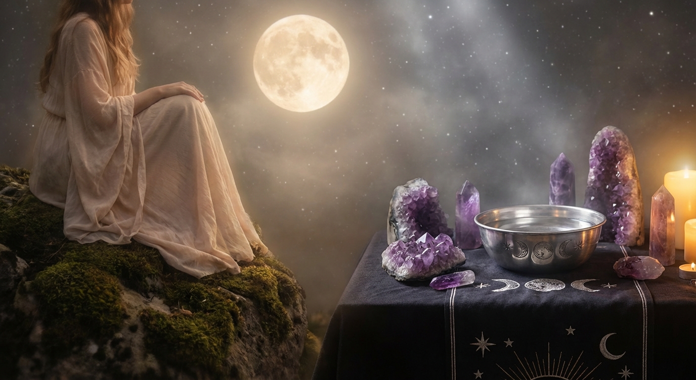 Image spirituelle pour Rituel Lunaire Argent : Attirer l'Abondance en Phase Croissante