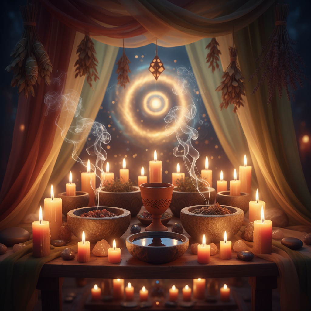 Image spirituelle pour Apaiser le feu du corps par un rituel ancestral