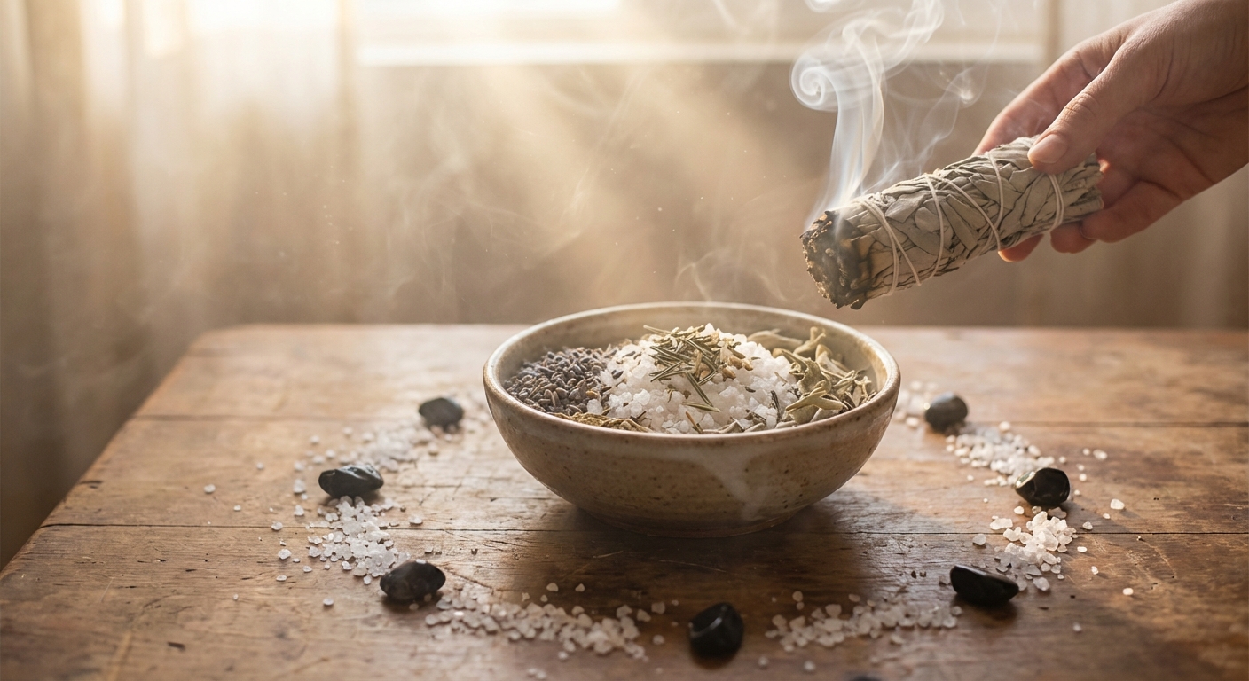 Image spirituelle pour Bain de Sel et Herbes : Détox Spirituelle Anti-Mauvaises Ondes