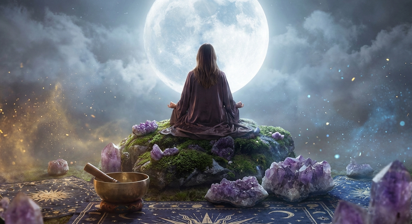 Image spirituelle pour Méditation Pleine Lune : Libérer et Amplifier Votre Puissance Intérieure